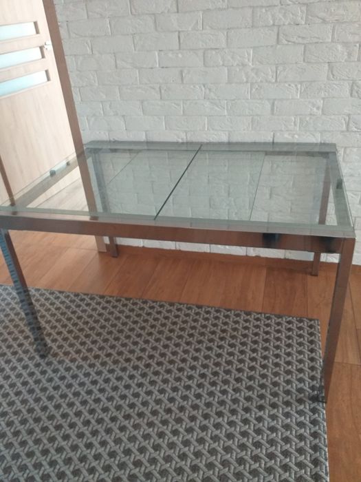 Stół  rozkładany - metal, hartowane szkło