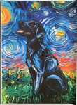 Gobelin na płótnie HD/Gwiaździsta Noc Van Gogh, Dog/Black Labrador