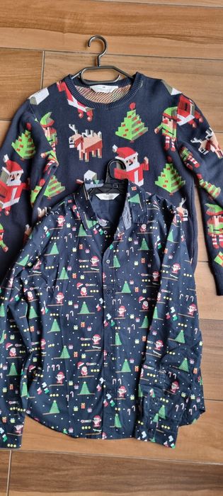 Sweter i koszula swiateczna r.158/164 H&M