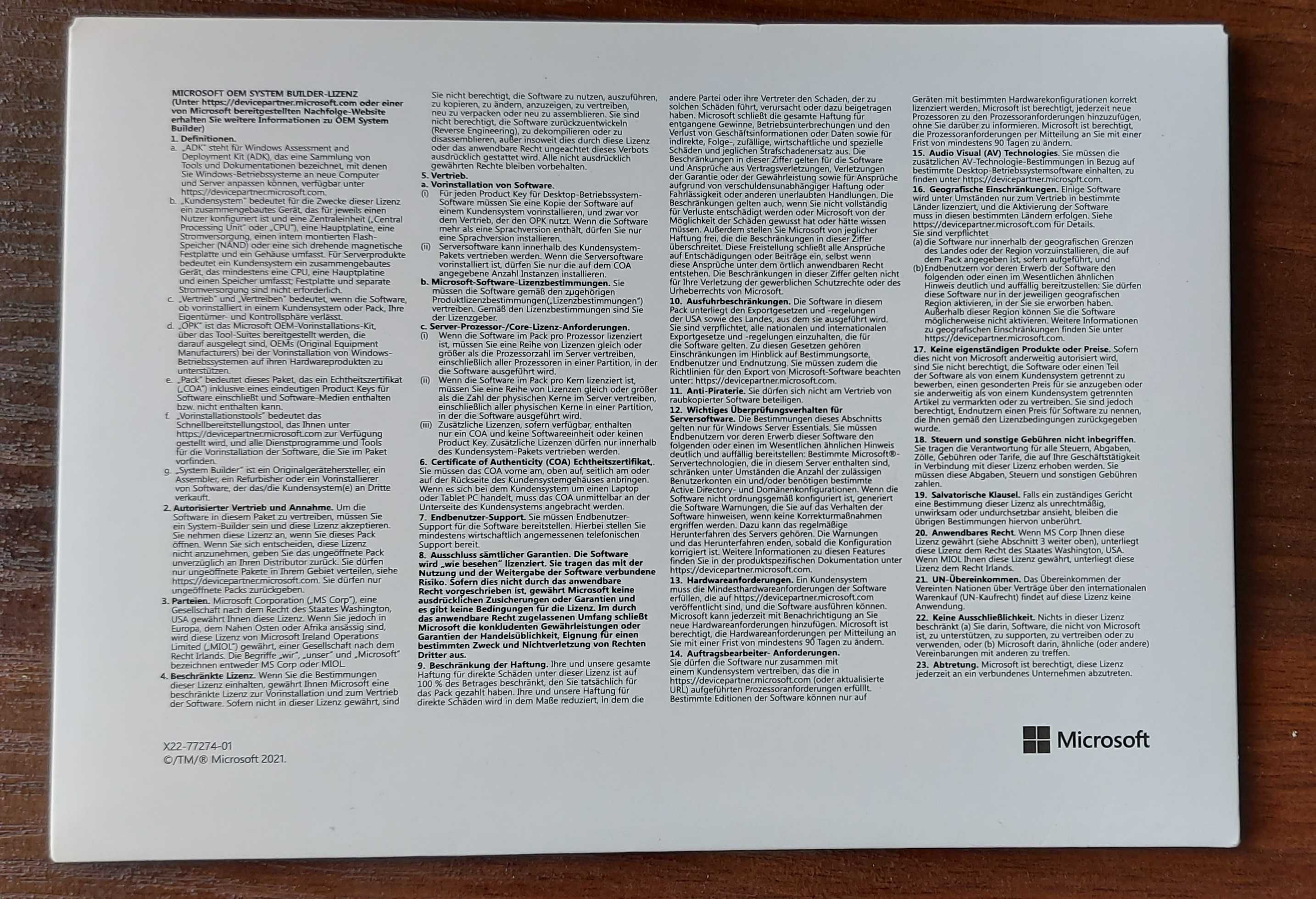 Microsoft Windows Standard Server 2022 16 Core German