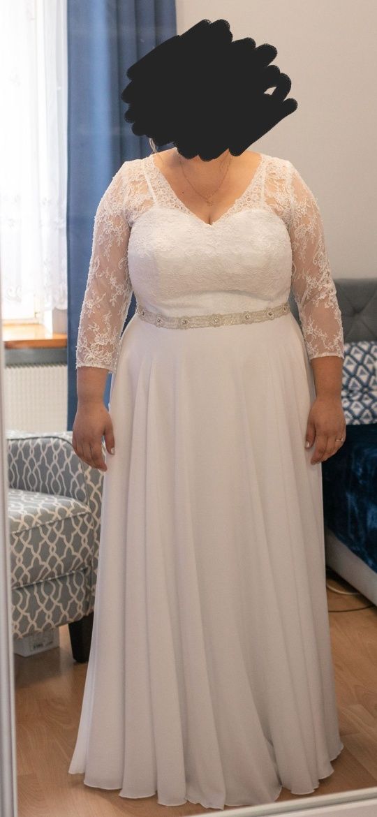 Suknia Ślubna 46-48, biała, około 169cm