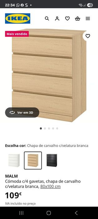 Comoda 4 gavetas  MALMikea