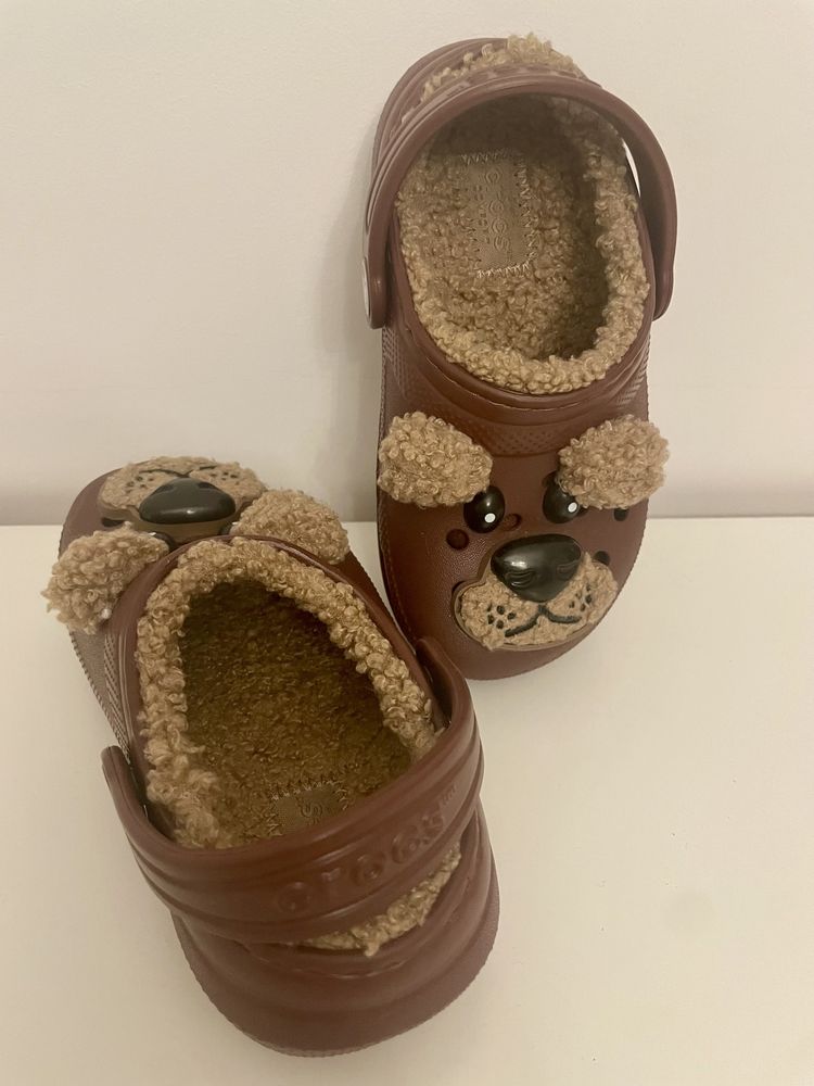 Crocs nowe klapki ocieplane misie r.25 z USA
