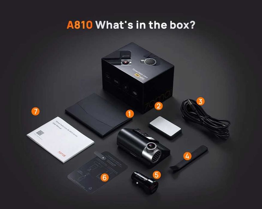 Відеореєстратор 70mai А810, задня Cam RC12, паркувальний кабель up-03