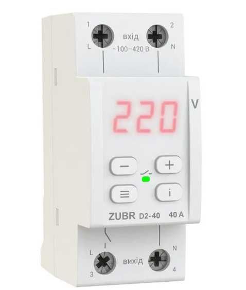 Реле напруги на 2 модуля ZUBR  D2-40 red