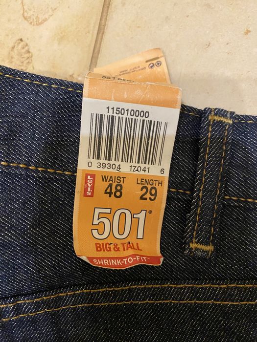 Spodnie Levis 501 48x29 big and tall bardzo duże surowy jeans meksyk