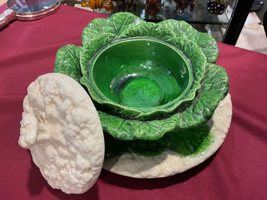 Bordalo terrina couve flor faiança 21 cm a pega 10 cm