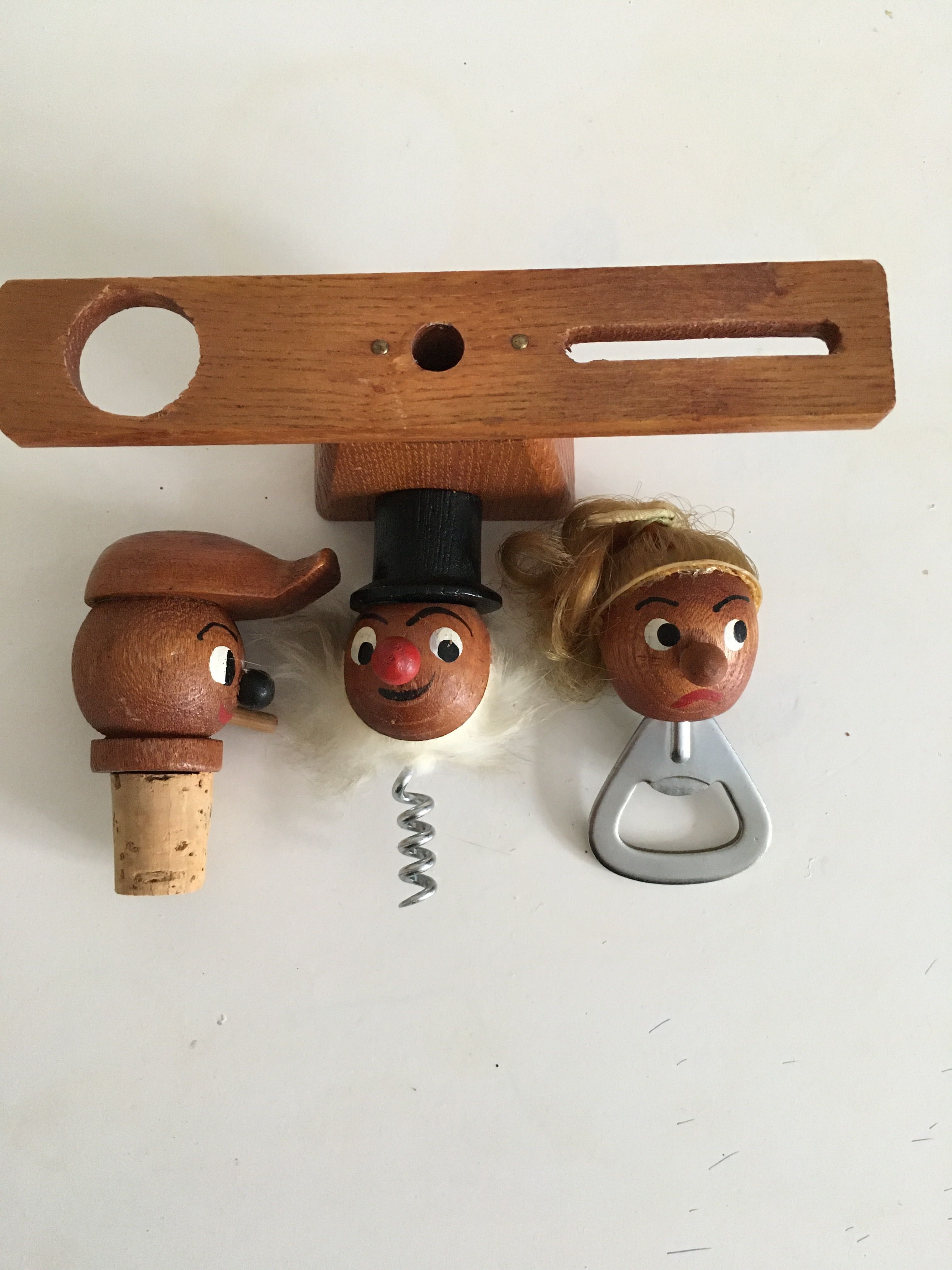 Zestaw trzy drewniane główki do otwierania korek korkociąg otwieracz