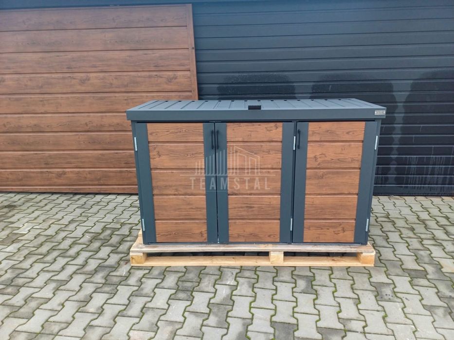 Zabudowa koszy na śmieci wiata obudowa 177x65x110 cm 3x120L  TS953