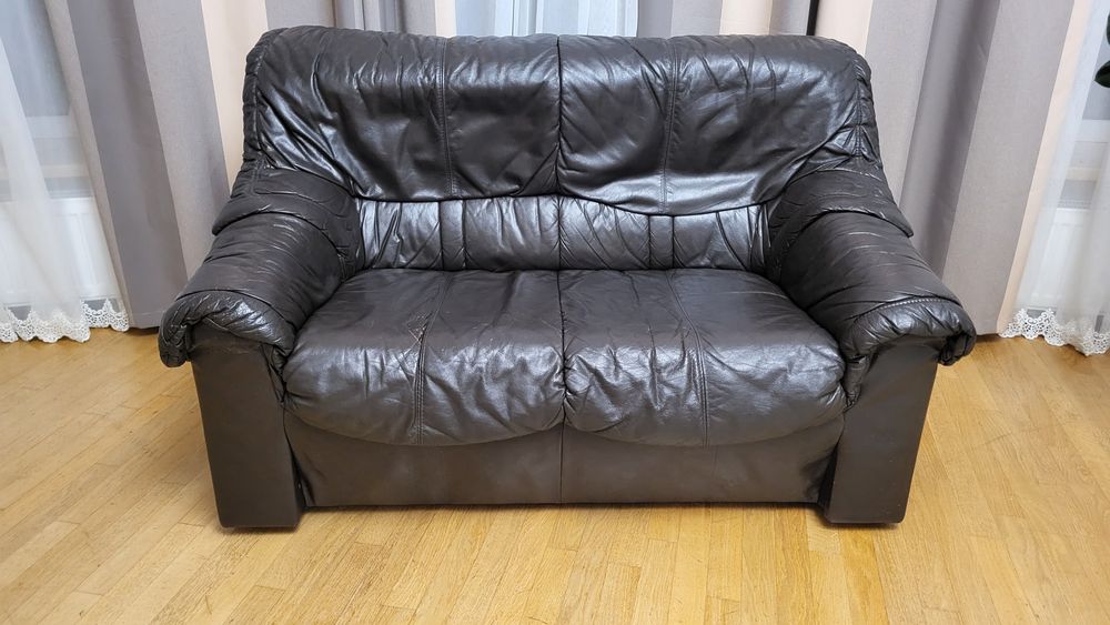 Шкіряний диван нерозкладний, двійка