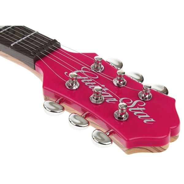 Gitara Elektryczna Rockowa z Mikrofonem Karaoke Melodie Podkłady Róż.