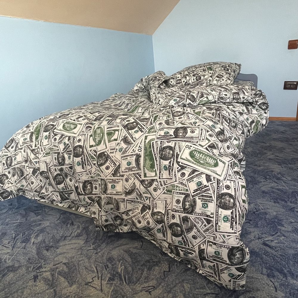 Постільний комплект, полуторний, з доларами