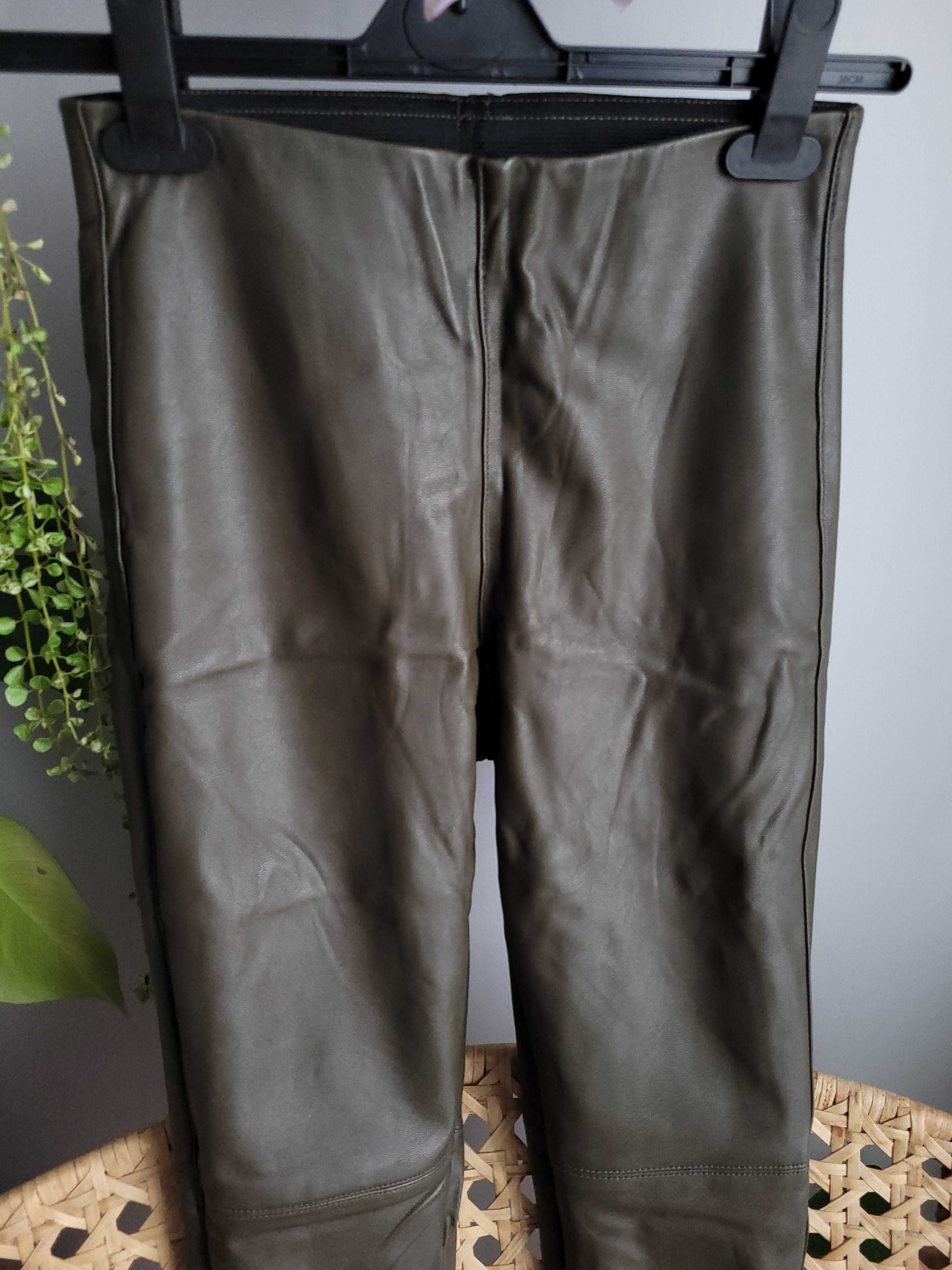 Spodnie/ legginsy skórzane skóra ekologiczna H&M