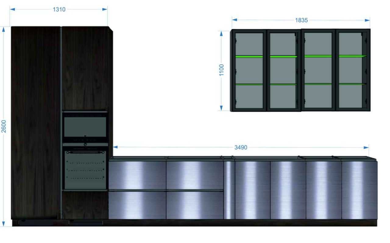 Кухня: Thea INOX Silve + острів