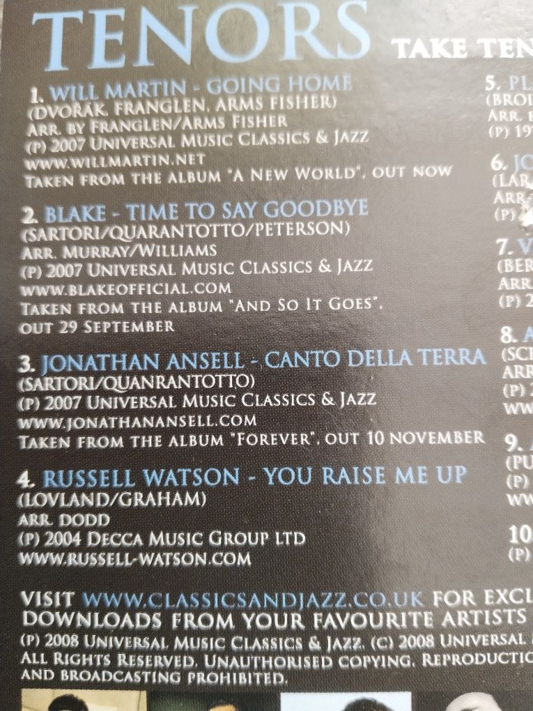 Płyta CD trzech tenorów świata
