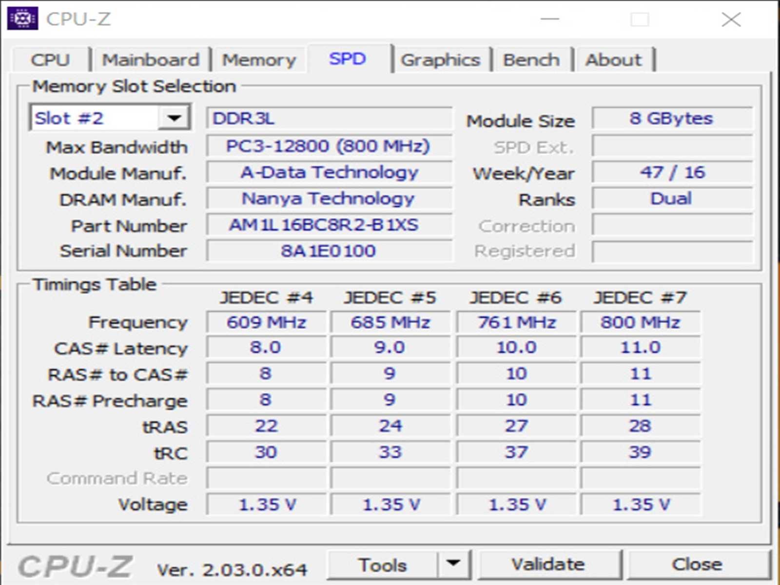 DDR3 8GB AdaTa 12800 L