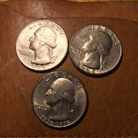 Monety USA 3x quarter dollar lata 68-78