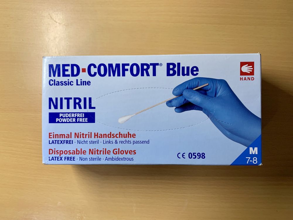 Перчатки Med-Comfort Blue нитриловые смотровые M, нестерильные, 100шт.