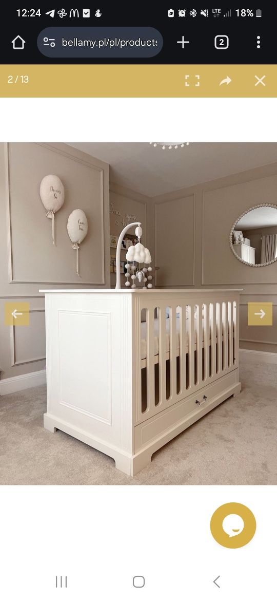 Łóżeczko Ines Elegant White 70x140 z funkcją tapczanika + materac