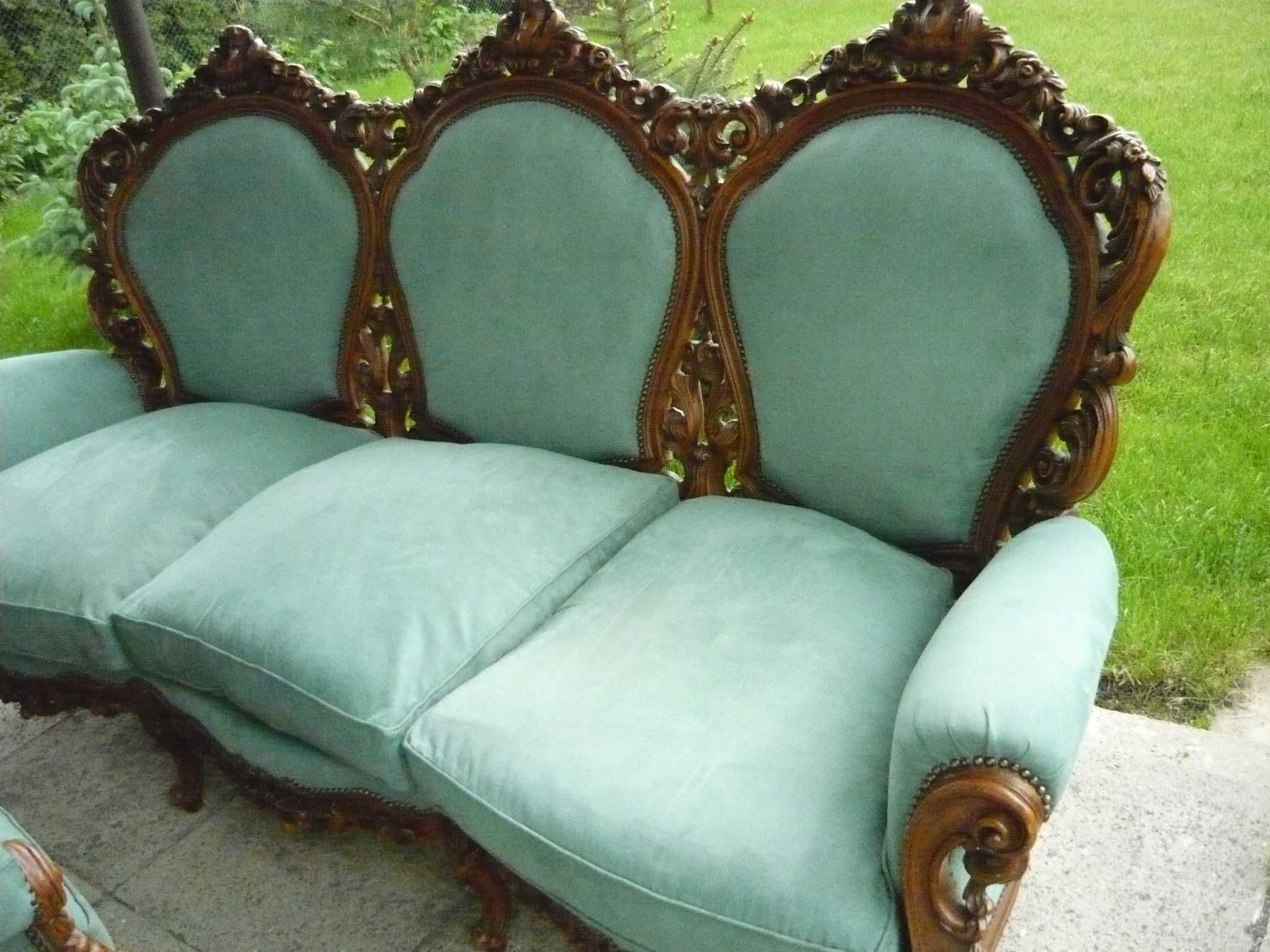 barokowy wypoczynek sofa i dwa fotele