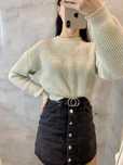 Sweterek damski krótki crop top shein s 100% akryl szary jasny
