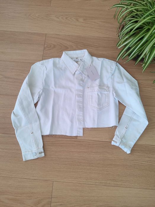 Kurtka jeansowa biała krótka damska r. 38