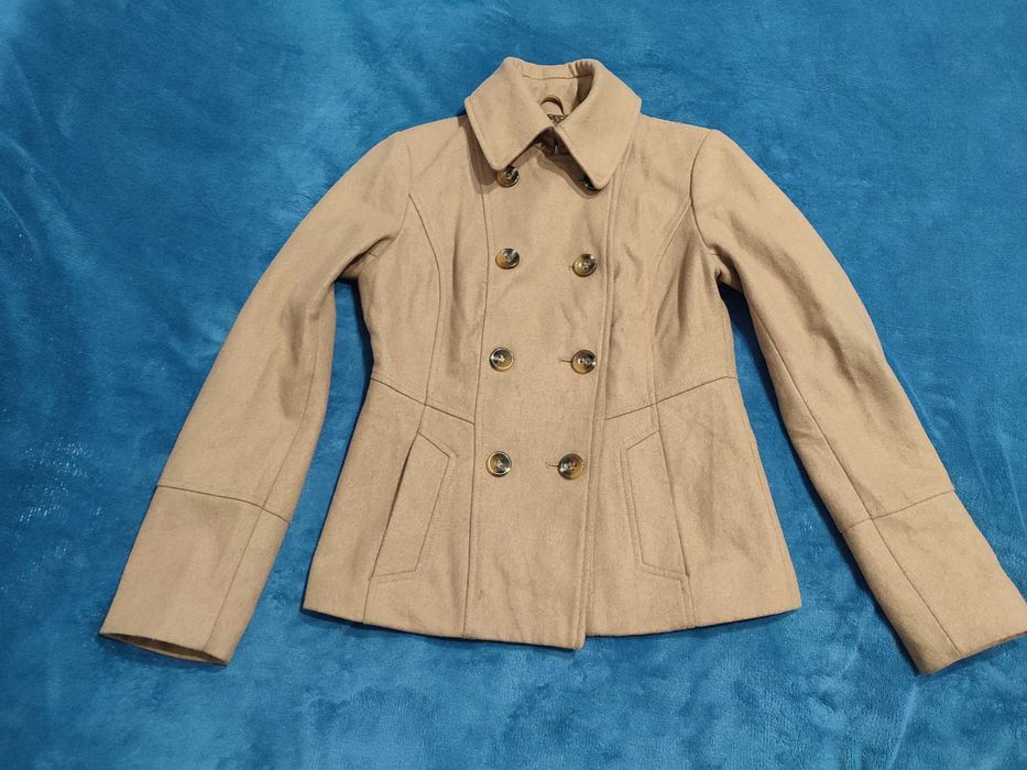 Шерстяное бежевое пальто пиджак Guess, размер S (42)