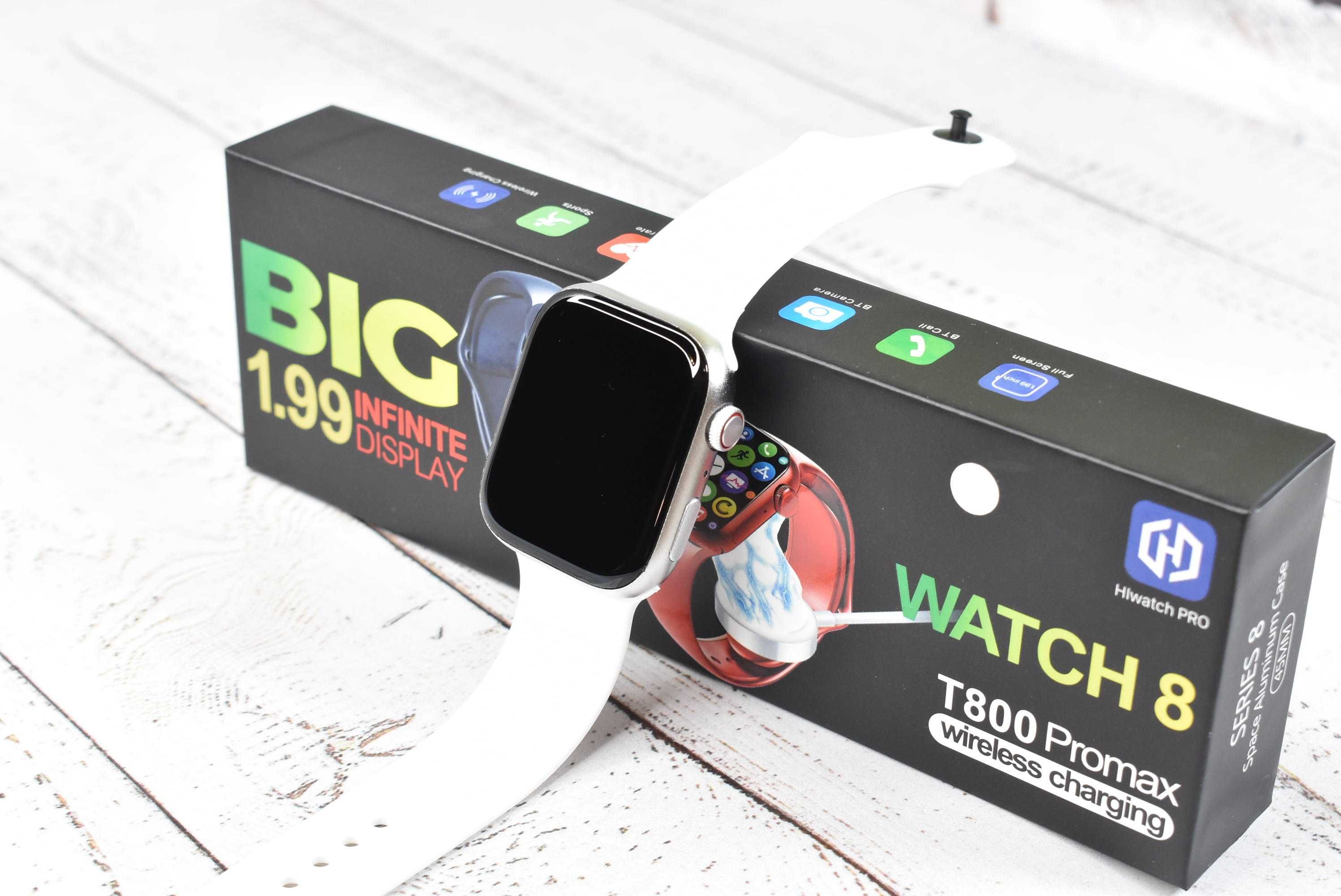Смарт годинник Т800 Promax Smart watch 8 wireless charging White