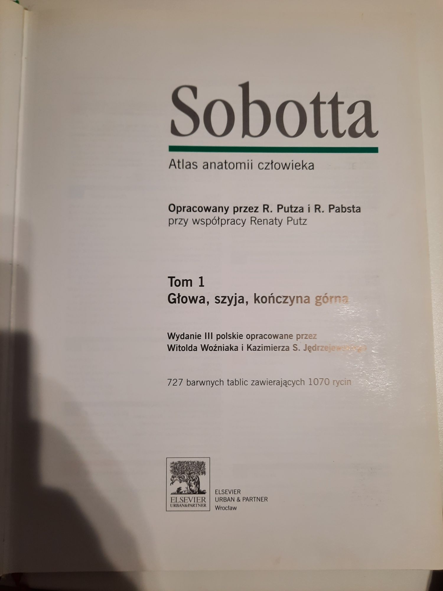 Sobotta, Atlas anatomii człowieka tom 1 + tabele