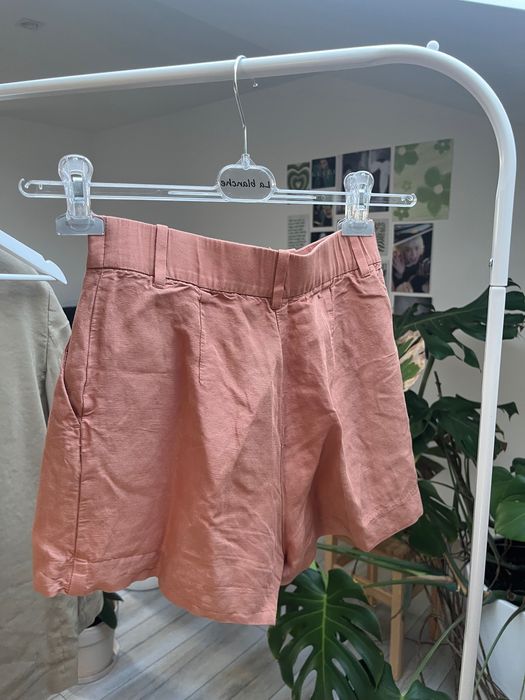 lniane szorty w łososiowym kolorze lato cute XS