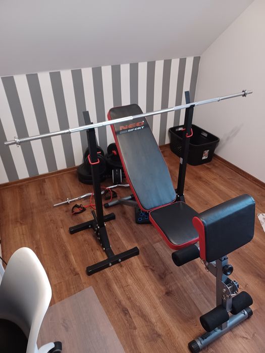 Siłownia ławeczka gryf hantle obciążenie