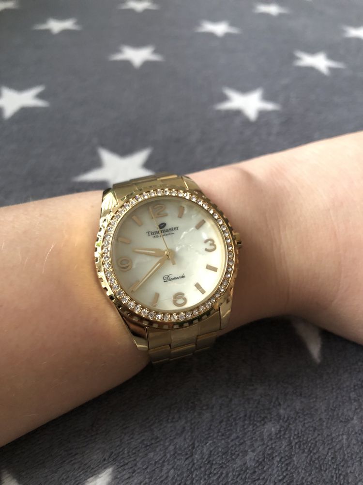 Zegarek damski zloty Timemaster z cyrkoniami na bransolecie