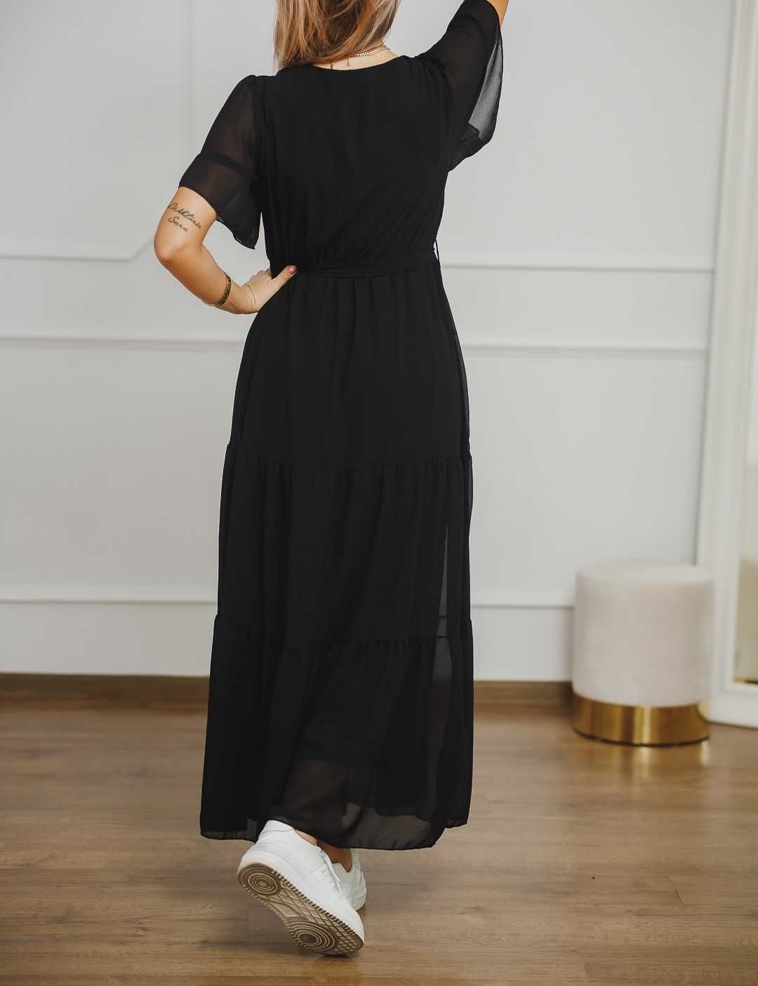 Sukienka długa, czarna z żorżety DX12559 rozmiar S/M