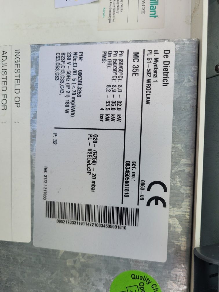 Piec gazowy Dietrich MC 35 E jednofunkcyjny (części)