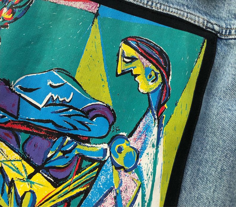 Kurtka jeansowa C&A z naszywką Picasso oversize S/M 36/38