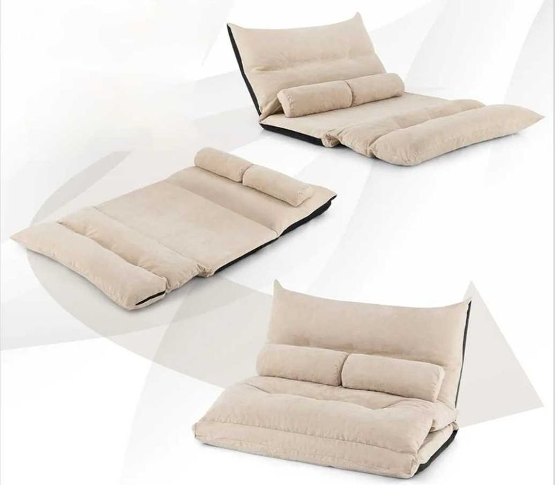 Rozkładana sofa 3w1 z funkcją spania i regulowanym oparciem,2 poduszki