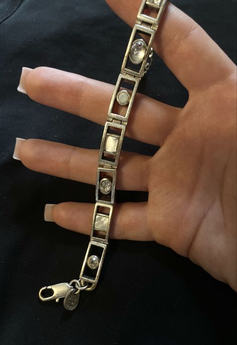 Bransoletka Dyrberg kern – srebrna, geometryczna kamienie , kryształy