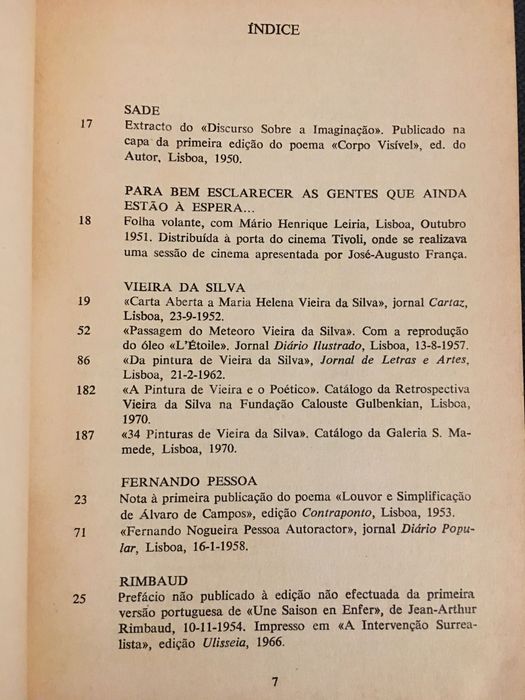 Cesariny/ F. Guimarães/ Paulo da Costa Domingos/J. Carreira Marques