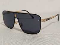 LOUIS VUITTON złote męskie nowe okulary przeciwsłoneczne logo filtr UV