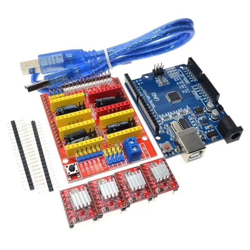 Arduino UNO R3 + CNC shield v3 (шилд ЧПУ) + 4 драйвера