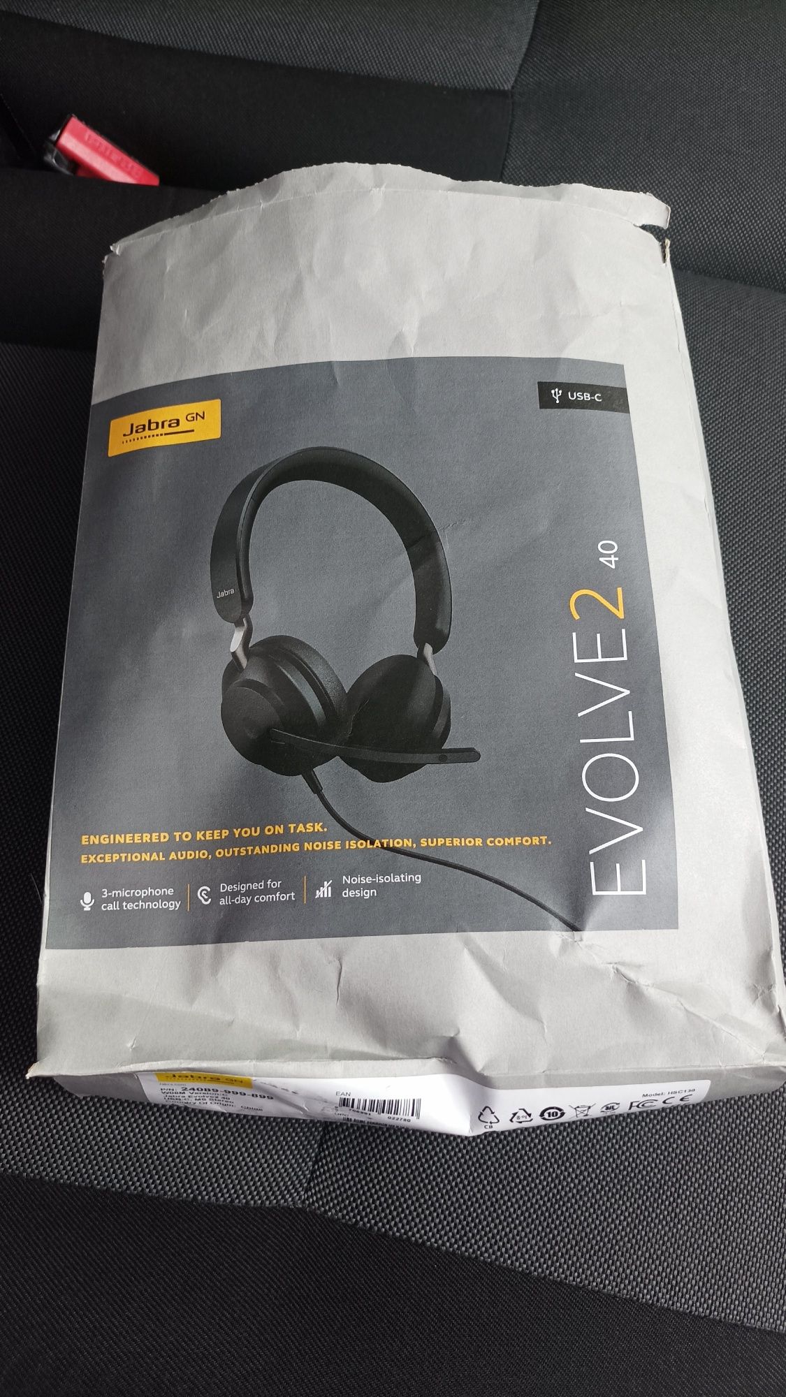 Стереогарнітура Jabra Evolve2 40 Type-C - чорна