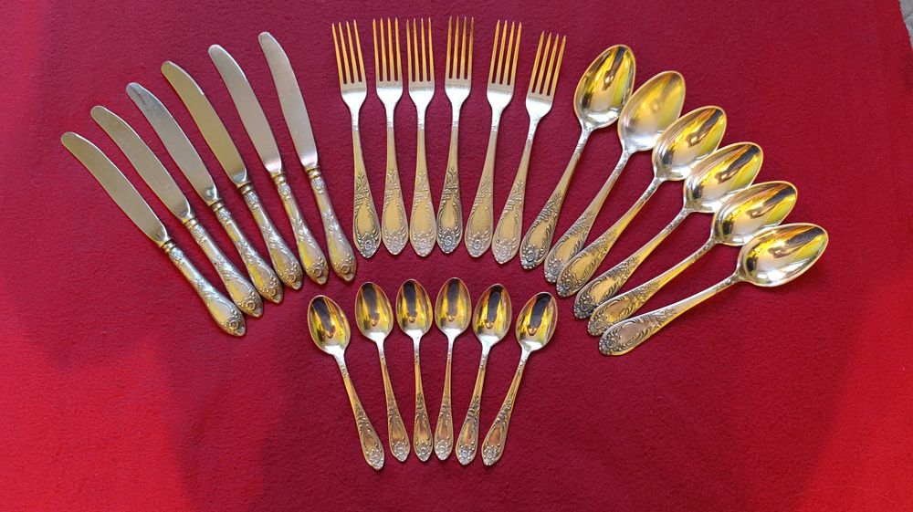 Sztućce posrebrzane rokoko 24 sztuki ZSRR