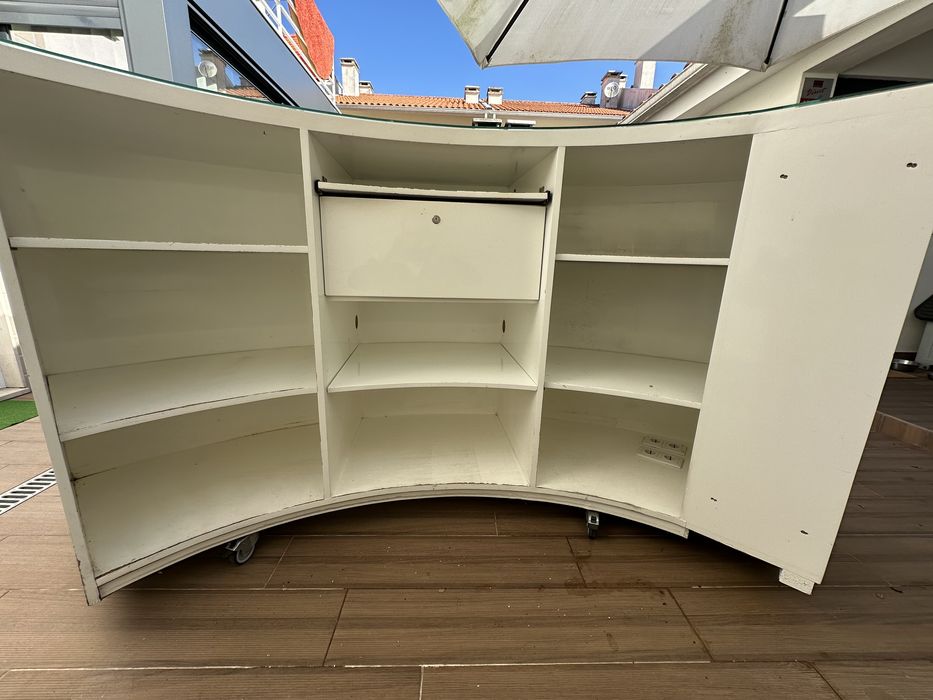 Balcão lacado redondo de recepcão de loja