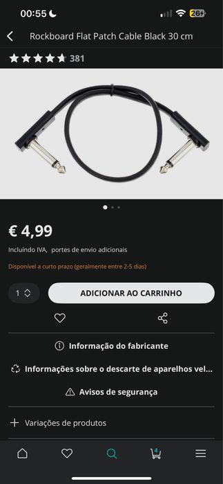 Conjunto de 10 Patch Cables para Pedalboard
