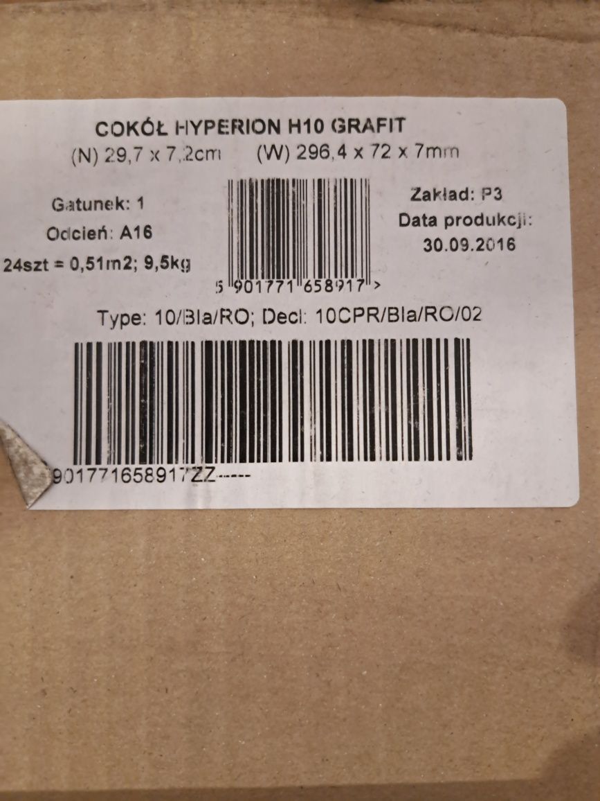 Nowa CENA 2,50 zł za sztukę -Cokół Grafit Hyperion H10 Opoczno
