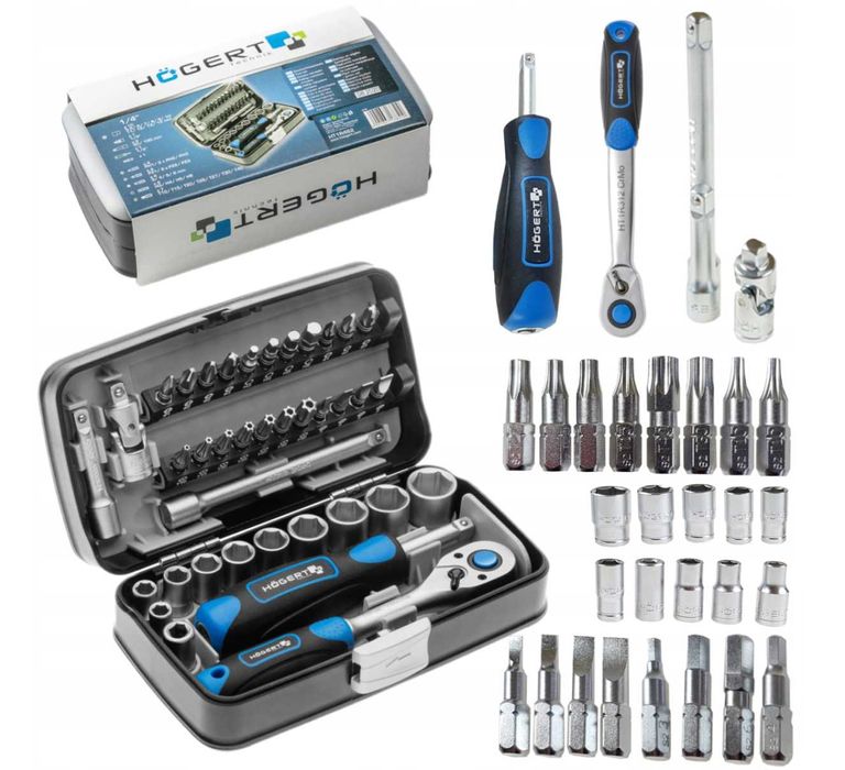 zestaw nasadki bity klucze nasadowe komplet kluczy nasadowych 38szt.