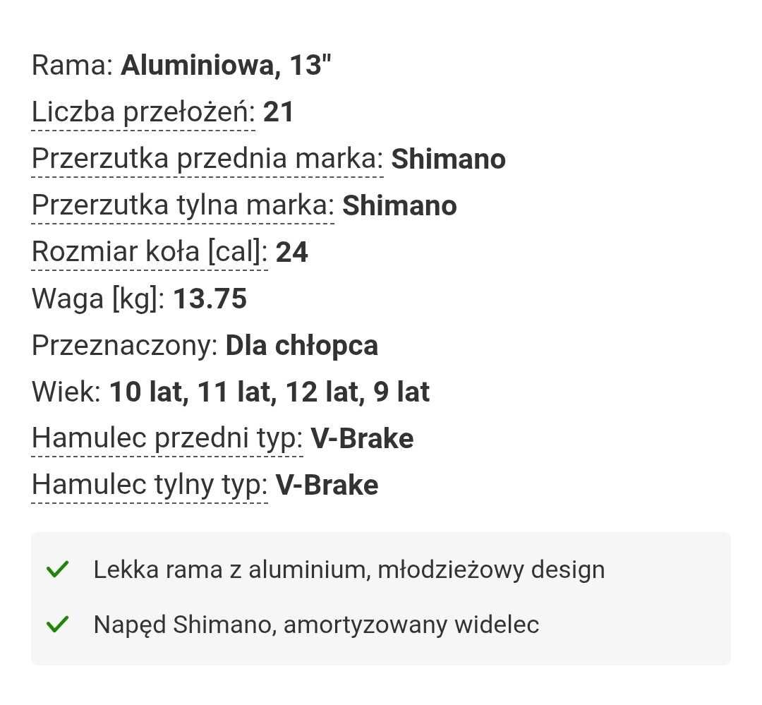 Rower górski indiana 24 dla dzieci