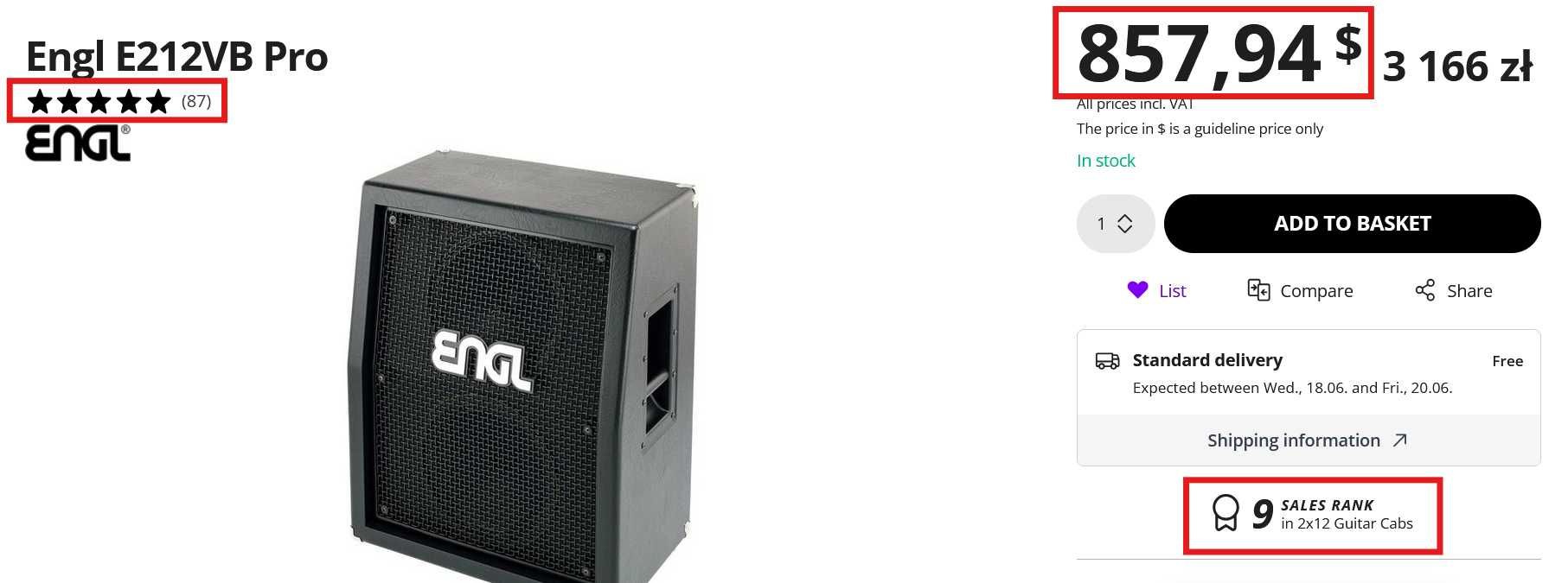 Кабинет Engl E212VB Slanted