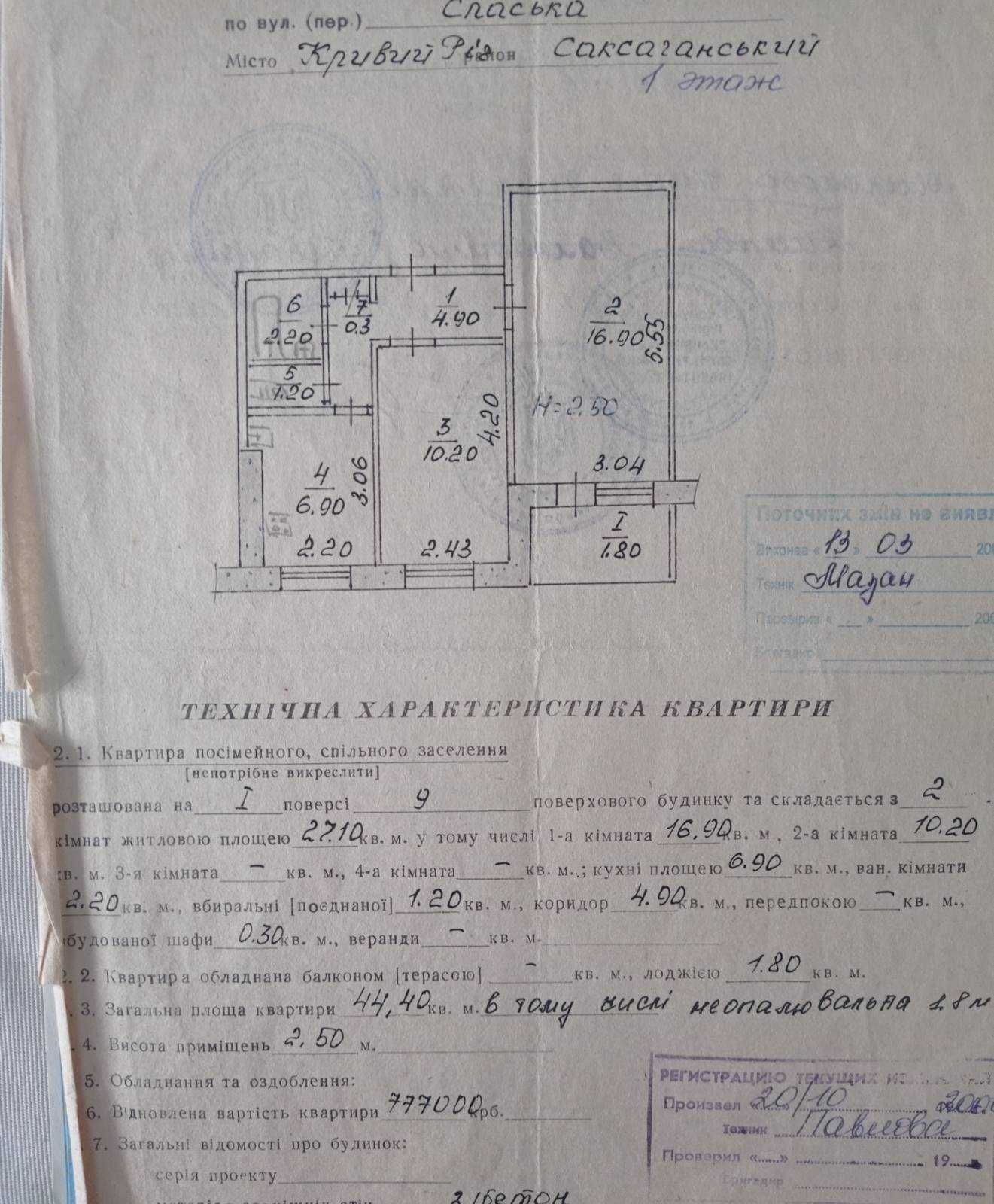 Продаеться квартира по улице   Спаская под ремонт в Кривом Роге