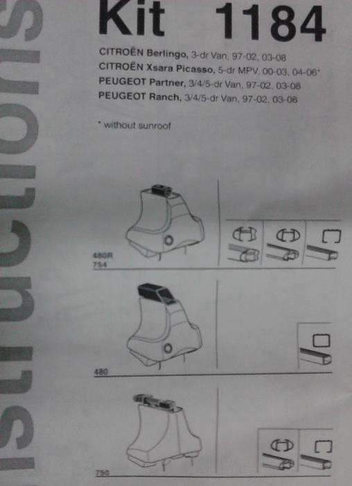 Thule 754 + barras tejadilho + Kit 1184